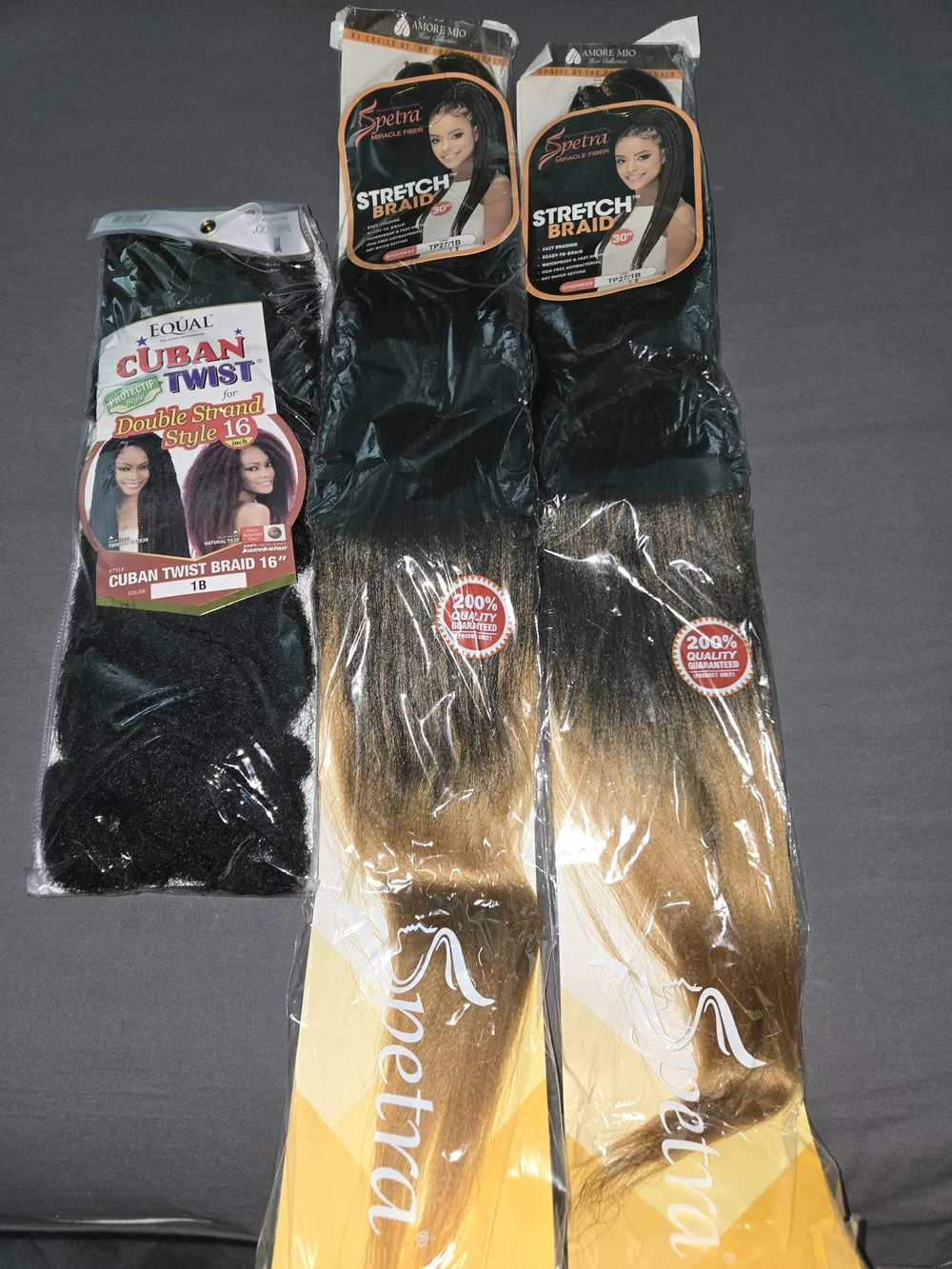 Spectra Stretch Braid Ombre Black to Blonde + EquaL Cuban Twist 1B - Women Hair